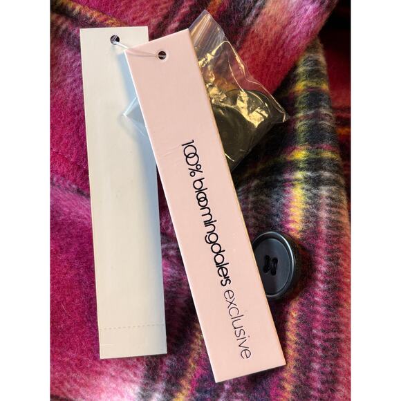 AQUA Pink Plaid Belted Coat XL Double Breasted Outerwear NWT $178 - Picture 5 of 7